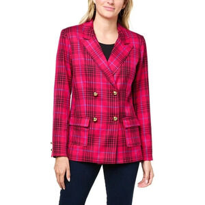G by Giuliana Black Label Papa DePandi Collab Menswear Plaid Blazer Red Berry XL